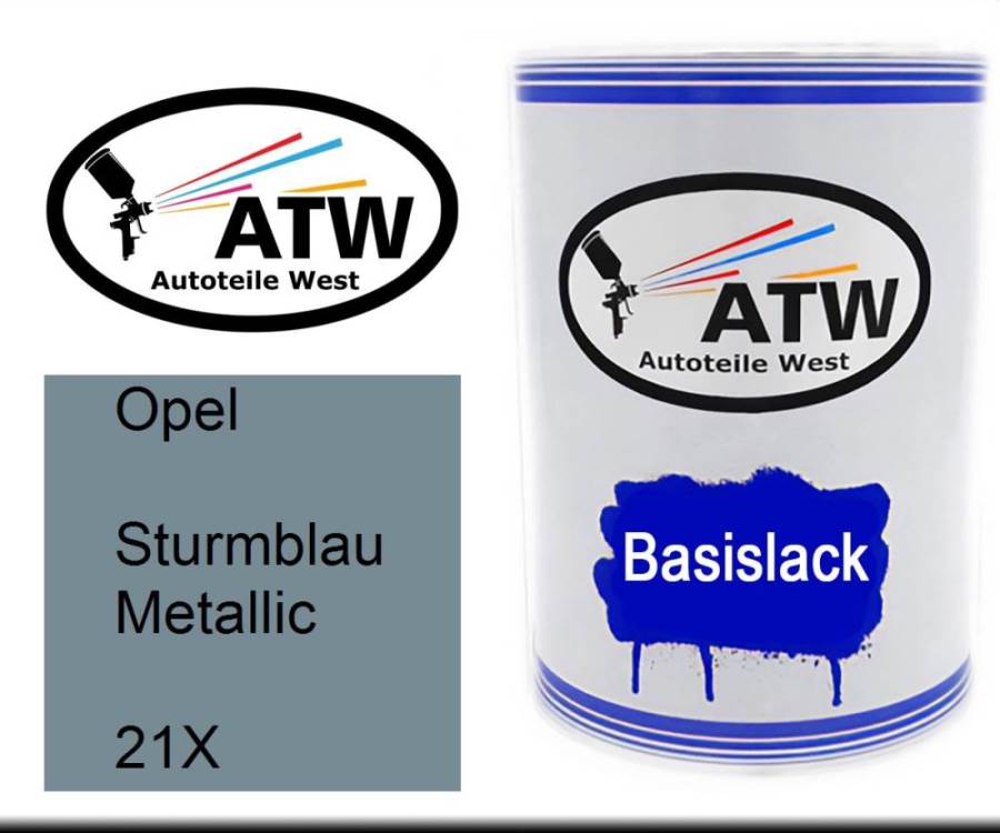 Opel, Sturmblau Metallic, 21X: 500ml Lackdose, von ATW Autoteile West.